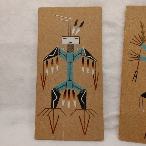 Navajo Thunderbird Boy and Girl Sand Art - Picture 2 of 8